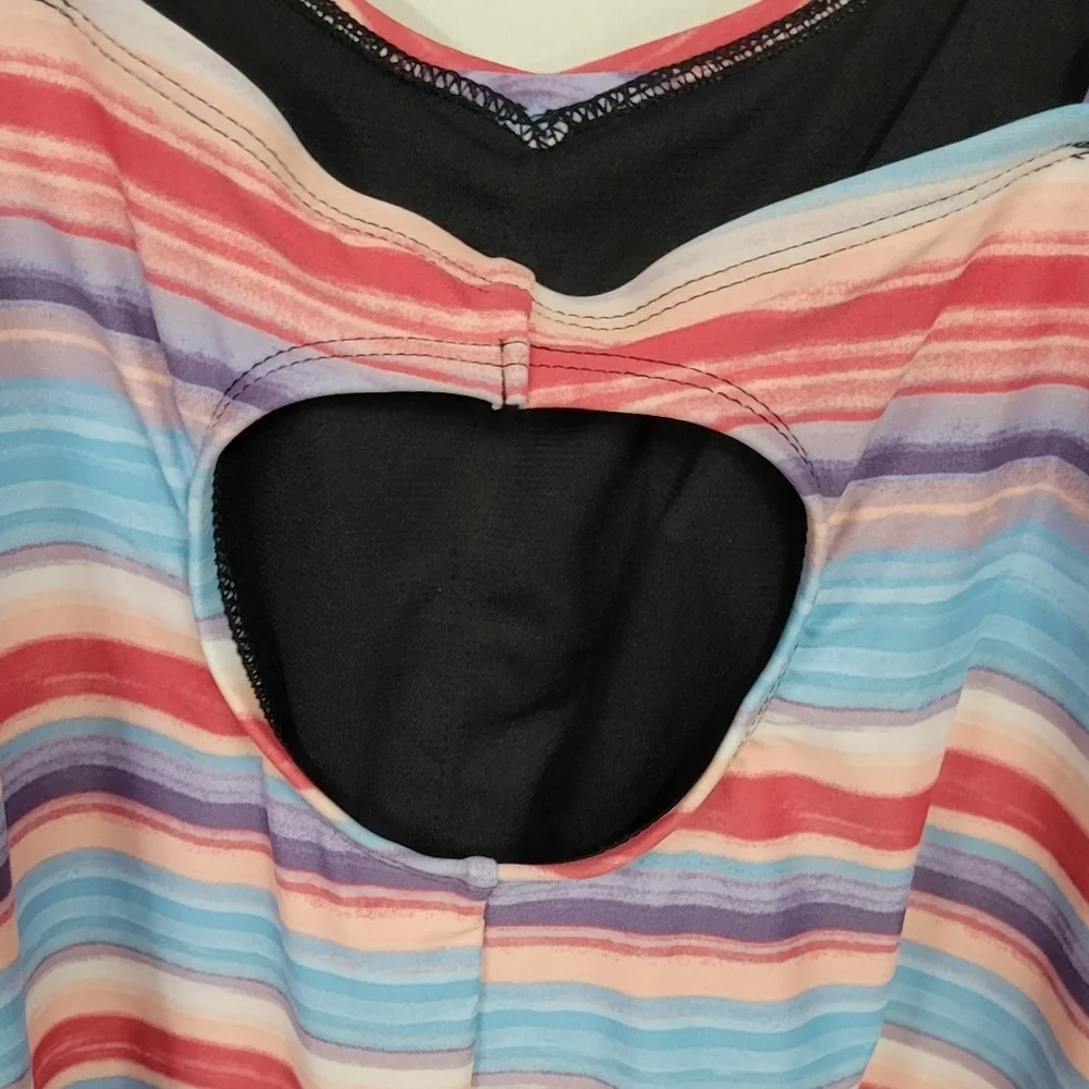 Roatan Swimwear Striped Print One-Piece 3X